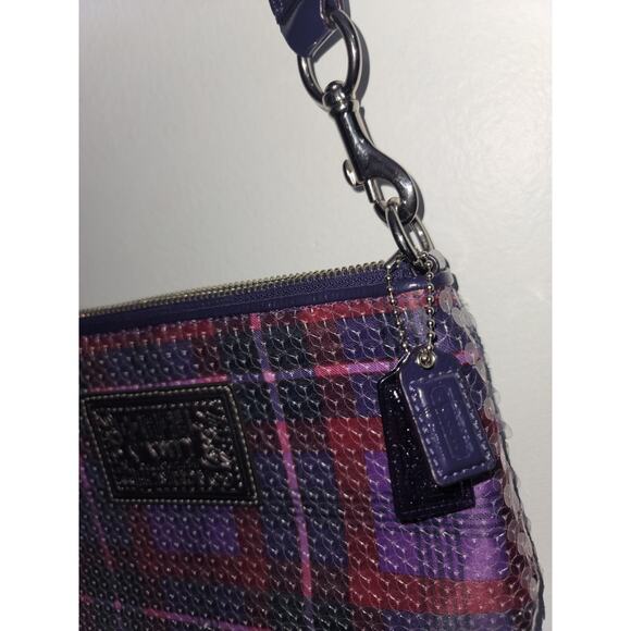 Coach Poppy Tartain Sequin Crossbody Purple - Picture 3 of 6